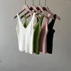 Kvinnors tankar V-ringning stickad Sling Camis för kvinnor 2023 Spring Summer Knitting Tank Tops Style Inner Chic Top