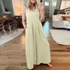 Women's Jumpsuits Rompers Spring Summer Loose Casual Wide-leg Pant Jumpsuit Women Cotton And Linen Romper Spring Single Solid Pocket Cotton Overalls 230426