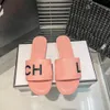 Slippers Candy color Summer Slippers classic Women Leisure flip flops Fashion Flat Sandals Luxury Ladies Leather Embroidery Letters womens Beach Shoes