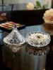 Botellas de almacenamiento con forma de gota de agua, caja de pendientes de joyería de cristal con tapa, mesa, tarro de caramelo, decoración, botes de estilo INS
