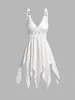 Women's Tanks White Color Women Fashion Asymmetrical Surplice Tank Top V Neck Adjustable Buckle Strap Plain