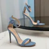 Gianvito Rossi Sandali con cinturino in vernice con cinturino alla caviglia Décolleté da donna Sandali in vera pelle al 100% in pelle scamosciata Sandali in pelle firmati Lusso Suola dermica estate EU35-41 Sandali con tacco