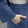 Dwuczęściowe spodnie damskie Zima duża wielkość Zestaw kobiet mody lapel tweed kurtka luźne w szerokie spodni ourowe 2pc pasujące 231124