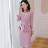 Damen Anzüge Blazer Business Wear Damen Blazer und Rock Set Anzug Herbst Elegant Langarm Rüschen Dünne Rote Jacke und Rock Kostüm Weiblich 230426