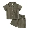 Kläder sätter barn barn baby flickor våren sommar bomull fast tryck kort ärm skjortor shorts tjej presentpaket uppsättningar för