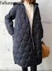 Parkas pour femmes noir hiver diamant Plaid vestes rembourrées pour femmes 2023 chaud surdimensionné matelassé Long manteau avec capuche en coton 231124