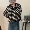 Women's Sweaters Black-and-white Striped Hooded Pullover Autumn And Winter 2023 Wear Loose Lazy Wind Sweater Tops Women.