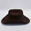 Berets Men's Western Women Cowboy Hat For Gentleman Lady Cowgirl Jazz Vintage Wide Brim Felt Fedora Sombrero Hombre