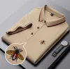 2023 Vintage Print Poloshirt Mannen Korte Mouw Bee Casual Trui Tops Heren Mode Turn-Down Kraag Button-up Polos