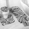 Toiletstoelafdekkingen Polynesische thuisset Tribal Aquaror Surfacing Splash Badkamer 3D Print voetstuk Tapijt Deksel Cover Bad Mat