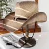 Berets palha oeste cowboy chapéu para homens outono panamá chapéus de sol retro elegante cowgirl jazz boné sombrero hombre curvado borda festa