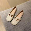 Klänningskor limmade Mary Jane slip-on pu rund tå universal fast färg platt mjuk nudel lågklippt metall låg klack (mindre än 3 cm) l