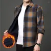 Men's Casual Shirts Men Lined Flannel Shirt Classic Design Vintage Warm Thick Jacket Male Winter Rugged Plaid Button Up Clothing