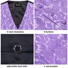 Gilets pour hommes Paisley Jacquard Hommes Gilet de soie Violet Violet Rose Bleu Rouge Noir Vert Gilet Cravate Clips Hanky Boutons de manchette Mariage Hi-Tie