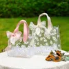 GRANTO DE GREST 10pcs espessados ​​Daisy Transparent PVC Bag com manuseio bolsas de festa de aniversário de casamento