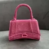 Lüks çantalar gerçek deri rhinestone elmas kum saati çantası bayan erkekler flap glisten zarf omuz debriyaj tasarımcı çantaları tote hobo crossbody çanta cüzdanları