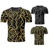 Men's T Shirts Men Chain Printing Short Sleeve Loose Tops Fashion Casual Round Neck Tees Summer Silver Gold