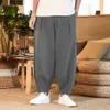 Men's Pants Cotton and Linen Male Summer Solid Color Mens Trousers Loose Fitness Baggy Streetwear Plus Size M5XL 230425