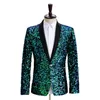 Costumes masculins Blazers grande taille 5xl Blazer vert brillant brillant paillettes embellies veste hommes grande taille de nuit costume de bal chanteurs costume de scène 230425