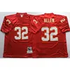 American Football Wear Marcus Allen 32 Jerseys Throwback Men röd vit skjorta Mitchell ness vuxen storlek stitched tröja mix order