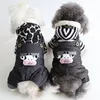 Dog Apparel Cat Cow Pattern Denim Pocket Pajamas Jumpsuits Sweatshirt Pet Clothes Warm Cotton Hoodies Clothing For Dogs Puppy