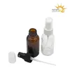 15 ml 30 ml Amber Glass Spray Bottle Wholesale eterisk oljeparfymflaskor med svart eller vit mössa WSPBO