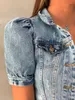 Kurtki damskie moda damska odzież uliczna dżinsowa kadrowana kurtka odzieży wierzchniej samice dżinsowe dżinsowe dżinsy w pojedynczym piersi 230426