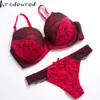 Set di reggiseni Set di reggiseno push-up in pizzo perizoma sexy Lingerie Set di biancheria intima da donna Intimo Ricamo Floreale Nero Bianco Reggiseno di grandi dimensioni Set di slip 230426