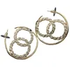 Designers de marque Double lettres Stud Dangle Hoop femmes géométrique métal cristal strass perle boucle d'oreille bijoux de fête de mariage 32