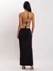Zweiteiliges Kleid wsevypo Sommer Frauen Zweiteiliger Rock Anzüge Sexy Backless Neckholder Crop Tops mit Bandage Wrapped Long Party Street Sets 230425