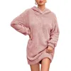 Freizeitkleider Damen Kapuzenkleid Gemütlicher Plüsch Damen Winter Weich Warm Stilvoll Über Knielanger Pullover Für Herbst Herbst