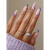 Valse nagels 24 -stcs Franse punt diamant nep dragen kunstmatige vierkante hoofdpers op acryl nail art parel patch amandel 230425