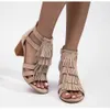 Сандалии на высоких сандалиях женская летние сандалии для сандалий на моде после застежки -молнии с римскими женскими обувью 230425