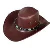 Berretti 50JB Cappello da cowboy in pelle PU Donna Uomo Festa di Natale tibetana Banchetto americano per adulti