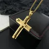 Chains Stainless Steel Sliver Color Gold Plated Cross Delicate Fashion Pendant Necklace Jewelry Gift For Him Man With Chain