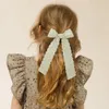 女の子のためのヘアクリップコットンレース刺繍弓ヘアアクセサリーテールキッズバレットラップヘアピンヘアグリップ