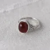 Bagues en grappe FNJ 925 bague en argent pour femmes bijoux Original pur S925 Sterling rubis naturel rouge Agate