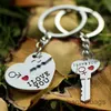 4pcs Keychains Alloy Silver Plated Lovers Gift Wedding Favors Couple My Heart Keychain Fashion Keyring Key Fob Creative Key Chain