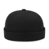 Bérets mode Vintage Beanie chapeau hommes printemps été propriétaire homme Streetwear Hip Hop sans bord couleur unie coton Docker casquette