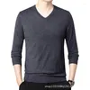 Men's Sweaters Autumn V-neck Sweater Knitwear Korean Style Slim Fit Pullover Solid Color Bottoming Shirt One Piece Drop