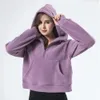 Vape Designer Leuk uitziende LL Dames Lam Herfst Hoodies Yoga Jasje Dames Sportjas Rits Trui Dikke losse stijl met fleece