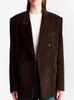 Women's Wool BlendsWomen Winter Jacket Corduroy Coat Blazer Dark Brown TurnDown Collar Full Sleeve Classic Vintage Trench Warm 231124