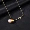 Charming Tulip Pearl Pendant Necklace Women Luxury Brand Plating 18k Gold Necklace Sexy Female s925 Silver Flower Collar Chain Luxury Jewelry Valentine's Day Gift