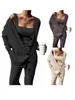 Women's Two Piece Pants Scriardv Women Autumn Loose Three Outfits Fitted Cami Tops Long V Neck Button Cardigan Loungewear Sets Black M 231124