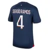 Nya barn 23/24 Mbappe Soccer Jerseys P S G Wijnaldum Sergio Ramos Hakimi Fjärde Maillots de vuxna och barn fotbollströja iCardi Verratti tredje 4: e maria