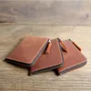 Wallets Handmade Vintage Genuine Leather Short Men's Wallet Crazy Horse Zipper Money Clip Layer Cowhide Ultra Thin