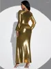 Vêtements ethniques Robes africaines pour femmes Glitter Split Col V Sexy Robe de soirée Longue Tunique Night Club Manches Maxi Automne Printemps