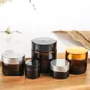 5G 10G 15G 20G 30G 50G AMBER BROWN GLASS BAKKA FACE CREAM JAR REFILLABLE BAKTLER KOSMETIC MAKEUP STAGER CONTAINER MED GOLD SILVER BL OLPH