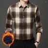 Men's Casual Shirts Men Lined Flannel Shirt Classic Design Vintage Warm Thick Jacket Male Winter Rugged Plaid Button Up Clothing