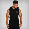 Men's Tank Tops Gym Clothing Bodybuilding Hoodie Sleeveless TShirt Fitness Top Men Muscle Vest Cute Pocket Barbell Cotton Sports Top 230425